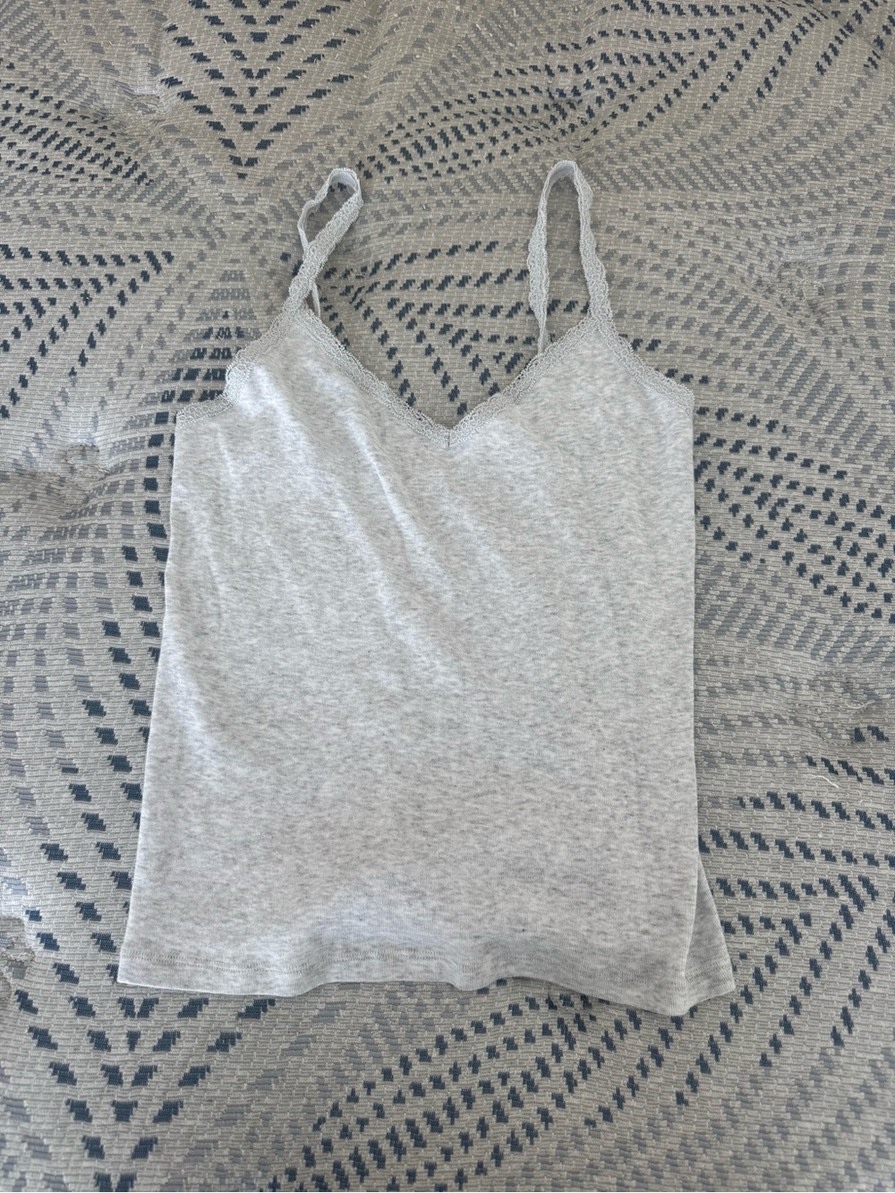 brandy melville Light Gray Lace-Trim Cami Tank Top NWT
